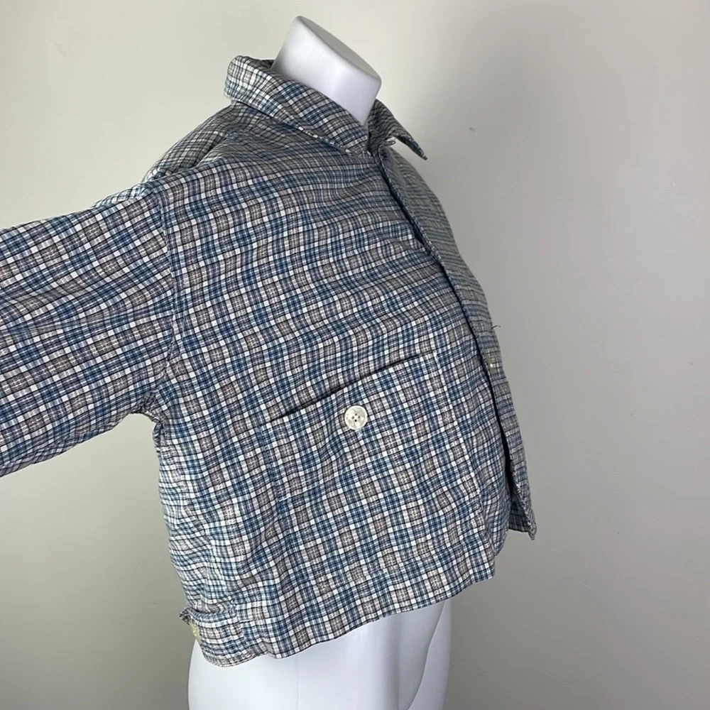 Vintage Esprit Sport Cropped Blazer Jacket Blue Plaid - Picture 14 of 14